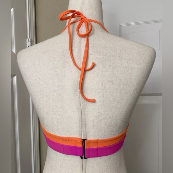 Victoria’s Secret Banded Hottie Halter Swim Top Size 32B Black Orange - Picture 4 of 6